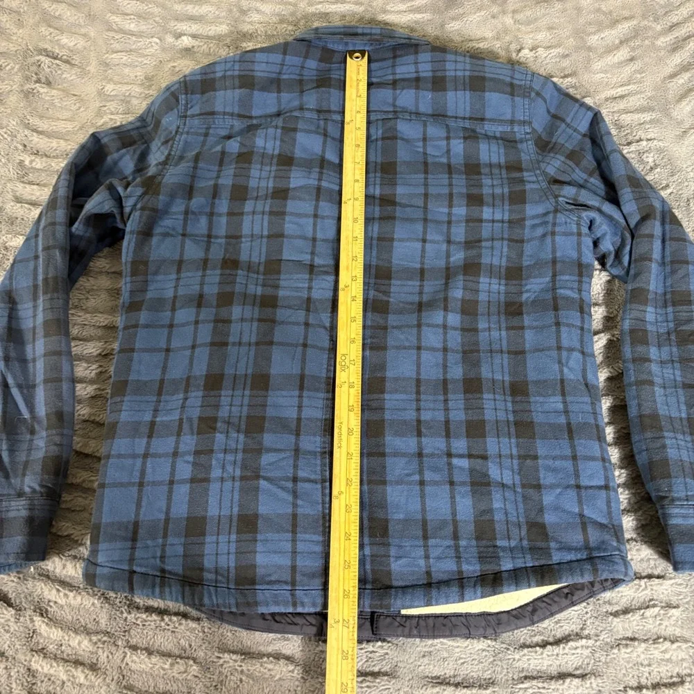 The North Face Mens Small Blue Plaid Sherpa Lined Flannel Shirt Jacket AR024